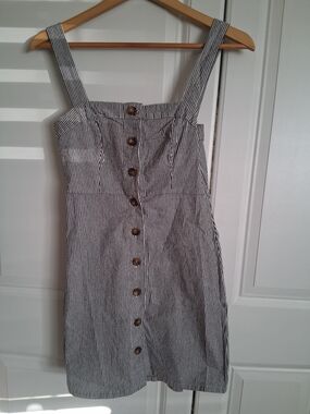 Hollister Black and White Striped Button-Front Mini Dress